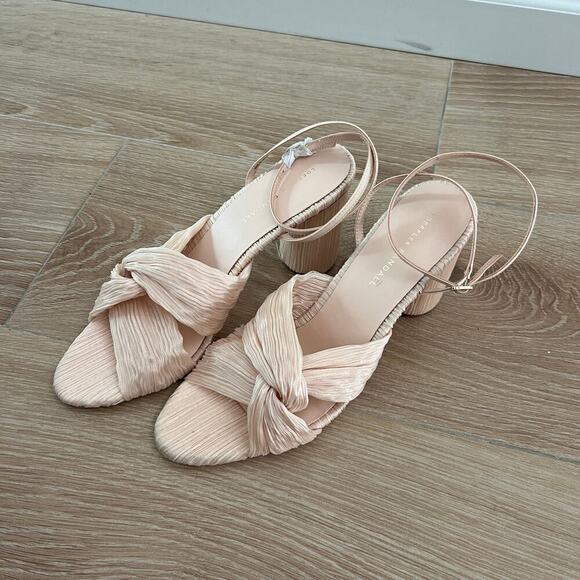 NEW $395 Loeffler Randall Reed Cream Sparkle Pleated Twist Heel - Picture 5 of 13